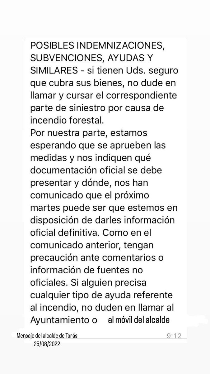 Torasisimo's tweet photo. Mensaje💬 del alcalde para el pueblo🏡 de #toras sobre subvenciones 💰y ayudas para aquellas personas👥 que las necesiten a causa del #IFtoras. https://t.co/V7o7D3nQ2C