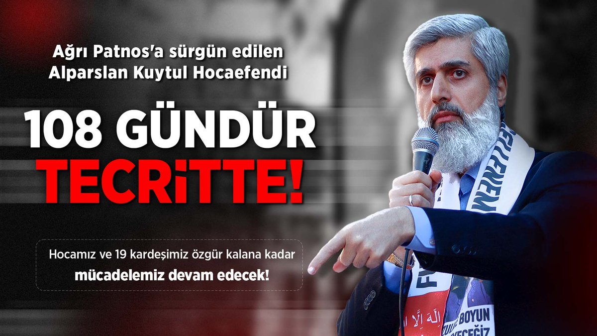 Ağrı Patnos’a sürgün edilen Alparslan Kuytul Hocaefendi 108 GÜNDÜR TECRİTTE!   Cezaevi SesKaydı  #AlparslanHocayaÖzgürlük