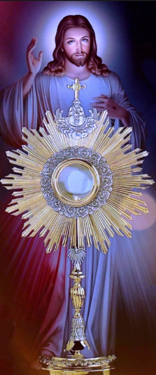 'He who eats my flesh and drinks my blood abide in me, and I in him.'
John 6: 56

The Holy Eucharist enables Jesus to live in us. 
O my Lord Jesus, come spiritually into my heart and soul. 🙏✝️❣️🕊️
#ThursdayDevotion #Blessedsacrament