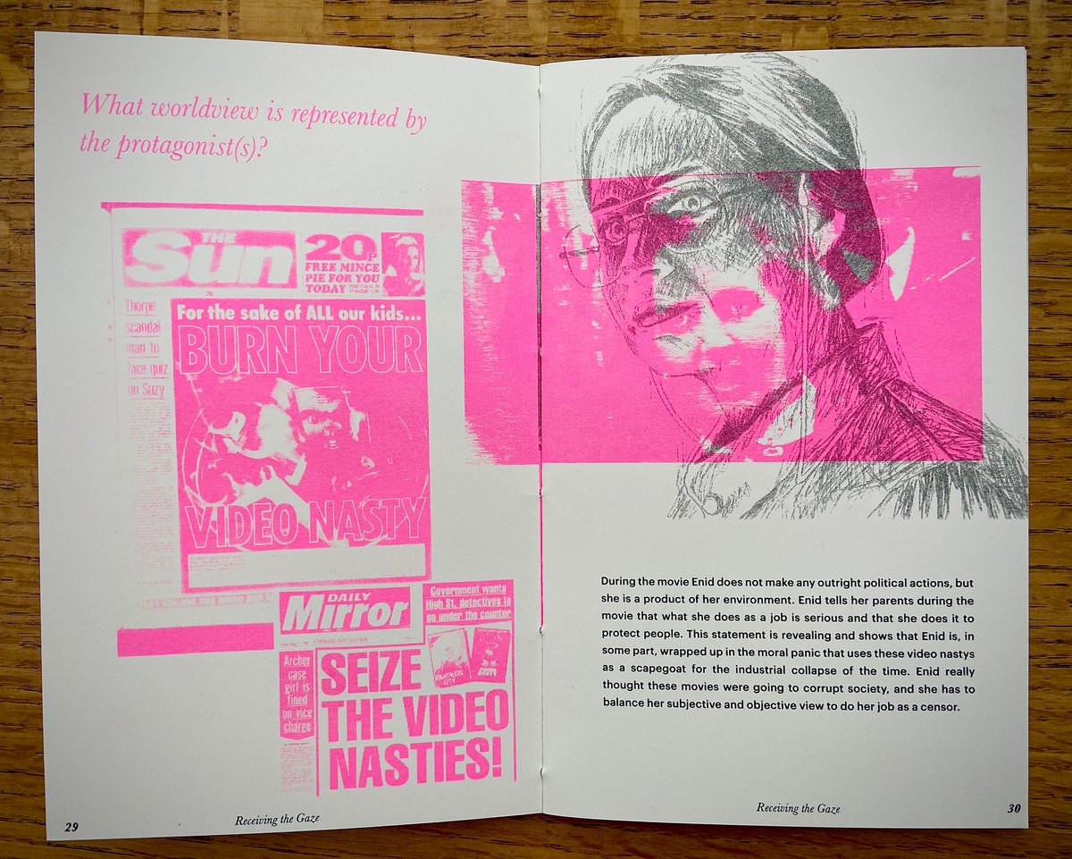 pranobaileybond's tweet photo. LOVE this zine on the female gaze, beautifully crafted by Gail Kreimer after she &amp; her room mate watched CENSOR... https://t.co/XOtTLAkD47
