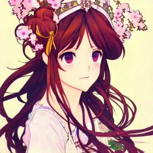 ミュシャスタイルだと魔王のツボであるふんわりロングヘアに髪飾りや装飾多目になってとても良き…  