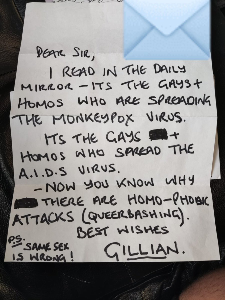 If you were in any doubt of the continued importance of events like <a href="/ManchesterPride/">Manchester Pride</a> or the need for organisations like <a href="/LGBTfdn/">LGBT Foundation</a> look at this letter we’ve just received from Gillian, who felt the need to share her views with us - Happy Pride Gillian!#EqualityWins ❤️🧡💛💚💙💜🤎🖤