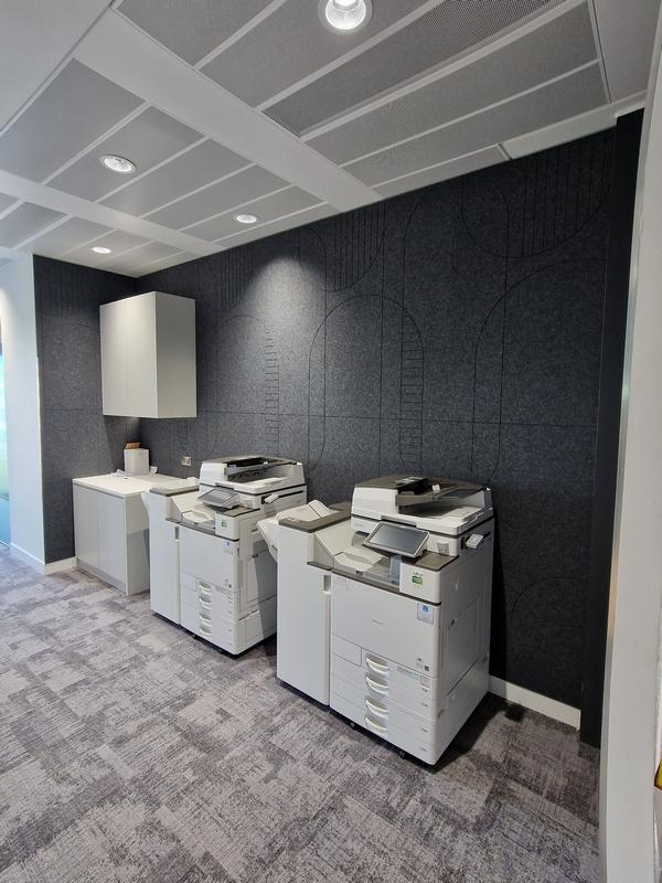 Buildtec's tweet photo. A recent install of Impact Acoustic Kyvos Hanging Acoustic Screens and Vela Acoustic Wall Panels for a Dublin City Centre client.
#buidtec #buildtecacoustics #impactacoustic #acousticperformance #acousticdesign #workplacedesign #officedesign #commercialdesign #interiordesigner https://t.co/7xXM0cyXYR