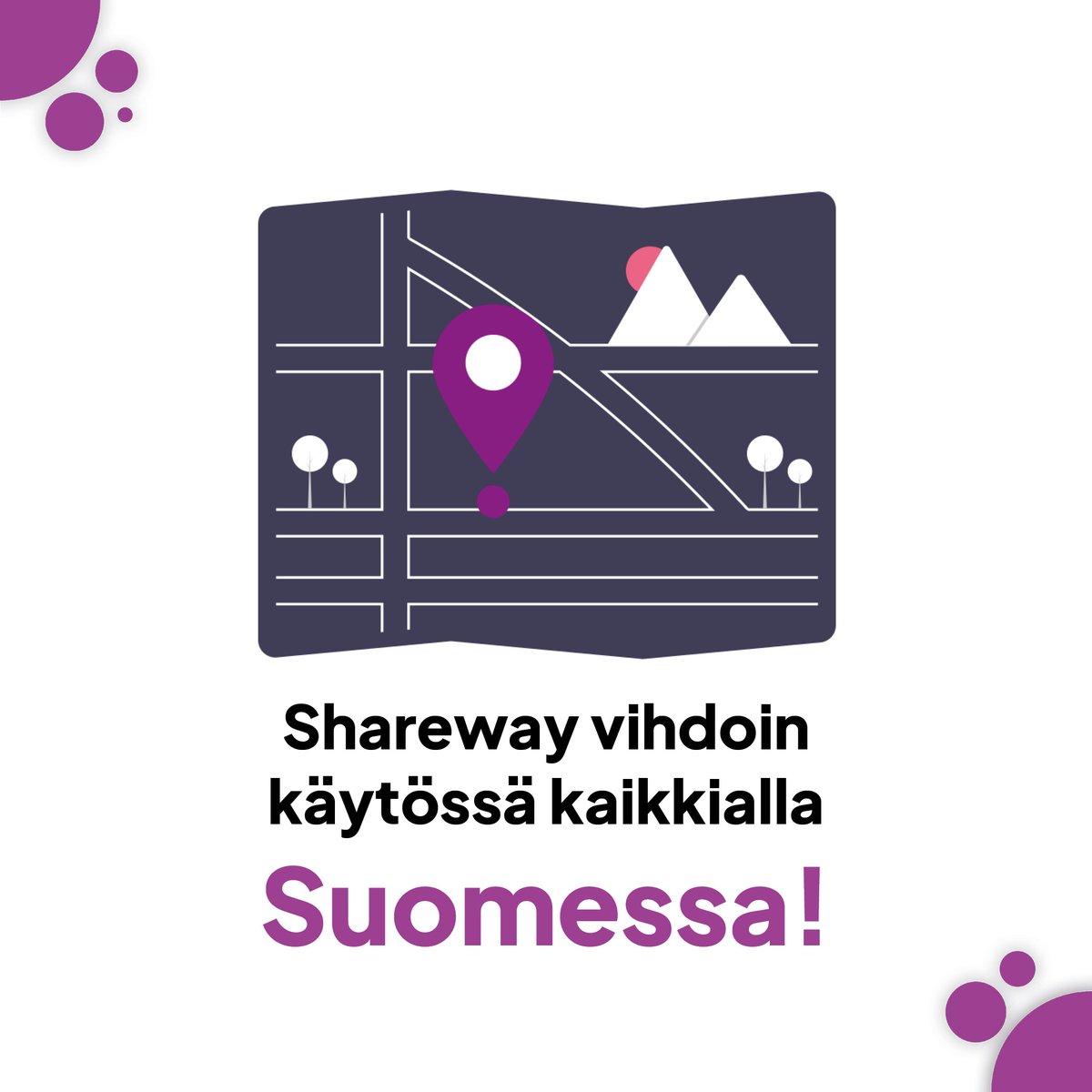 Shareway vihdoinkin käytössä koko Suomessa!

Lataa sovellus ja lisää parkkipaikkasi - pysäköintiä tarvitaan kaikkialla!

Psst. Käytätkö mieluummin tietokonetta? Nyt voit lisätä parkkipaikkasi myös verkkosovelluksessa osoitteessa app.shareway.fi!

shareway.fi