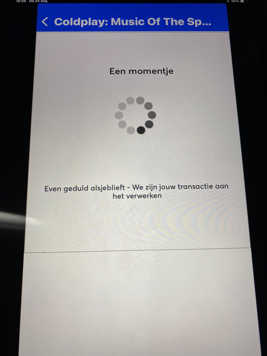 Iriscx_'s tweet photo. @Ticketmaster_NL waarom verwerkt die niet??? Dit geeft me nog meer stress #Coldplay https://t.co/4hr4oC8cJH