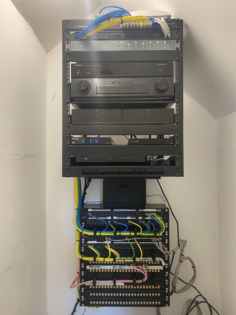 aims_av's tweet photo. “Phase 1” of our ascot project wrapped up pretty smoothly and bang on time last week as you can see lots of kit installed and majorly tidying up the room. Yet to take over CCTV, Alarm &amp; Lighting controls all part of Phase 2, so let’s the final look down at the moment. #smarthome https://t.co/jZejvGHkoJ