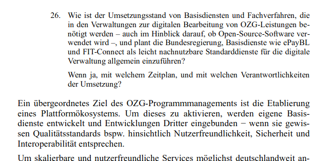 marcoh___'s tweet photo. Die Bundesregierung erklärt die Etablierung
eines Plattformökosystem zum "übergeordneten Ziel des OZG-Programmmanagements".
Zeitplan und Verantwortlichkeiten gibt es aber offenbar nicht.
Quelle: https://t.co/glpa9bHzlL #ozg #twitterverwaltung #fitconnect https://t.co/gKzdY6GajU
