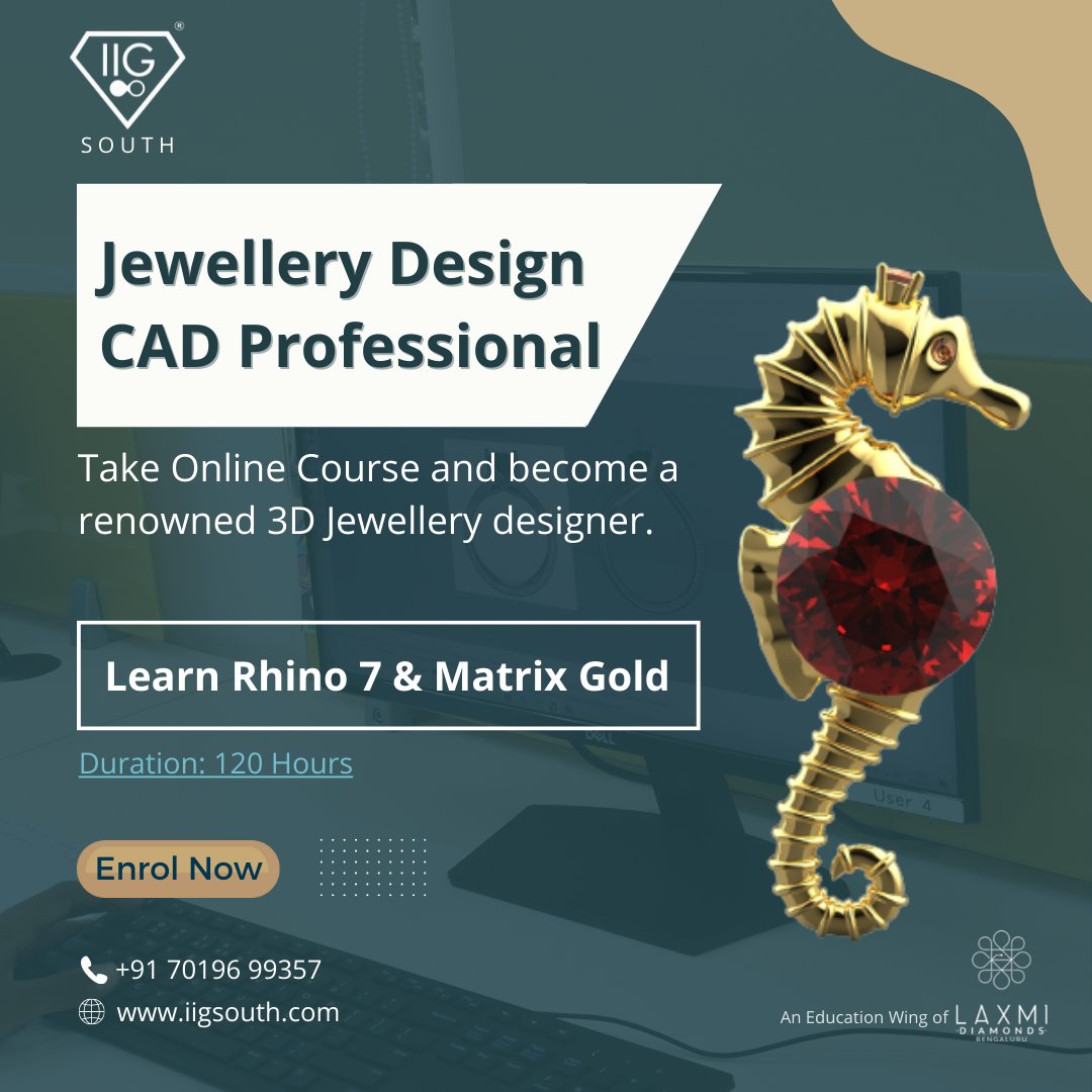 IigSouth's tweet photo. Jewellery Design CAD Professional program allows you to improve the creative designing skills through 3D software.
#iigsouth #iigindia #jewelrycad #rhino3d
#matrixgold #jewelrydesigner #careercounseling #3dsoftware #designingsoftware #professional #creativeminds https://t.co/cEdAxJO8ys