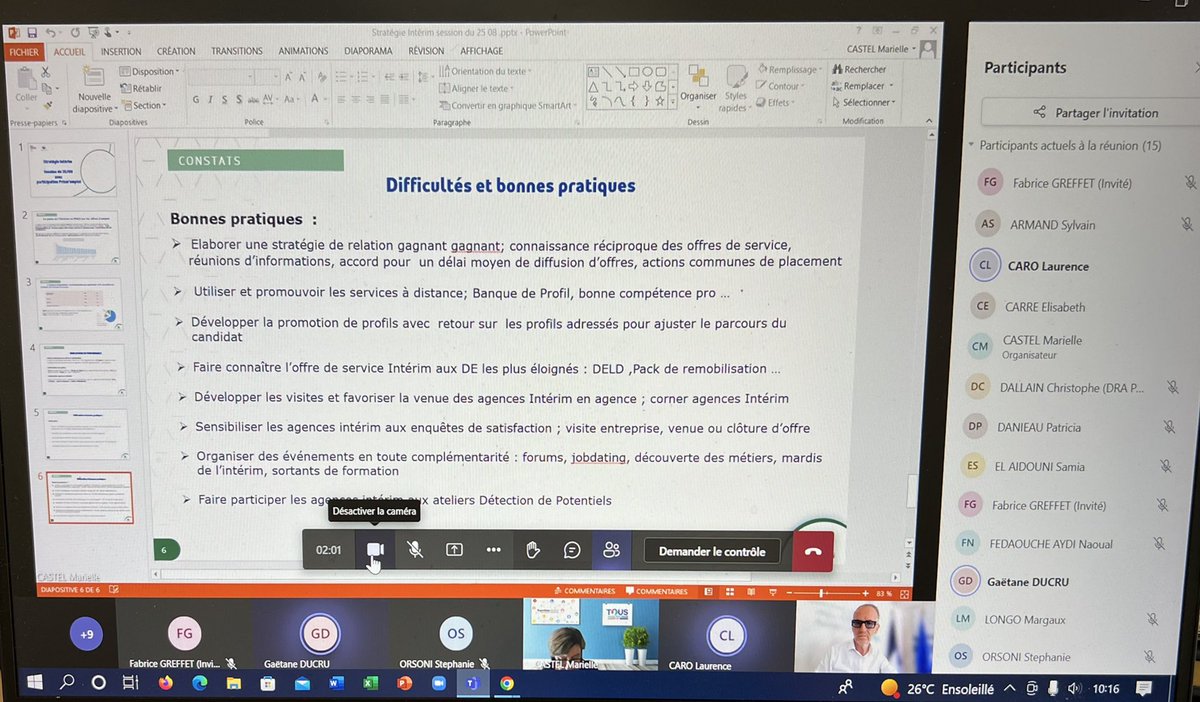 Prism_PACA's tweet photo. 💻 Échanges constructifs entre @Prism_PACA et @poleemploi_paca pour la 2ème séquence de travail «Elaboration d’une #stratégie #intérim ». dans le cadre du Déploiement de la #ConventionPoleEmploiPrismEmploi #Amélioration #Performance #Entreprises #Offres #interconnaissance https://t.co/T8sv6gOzjr