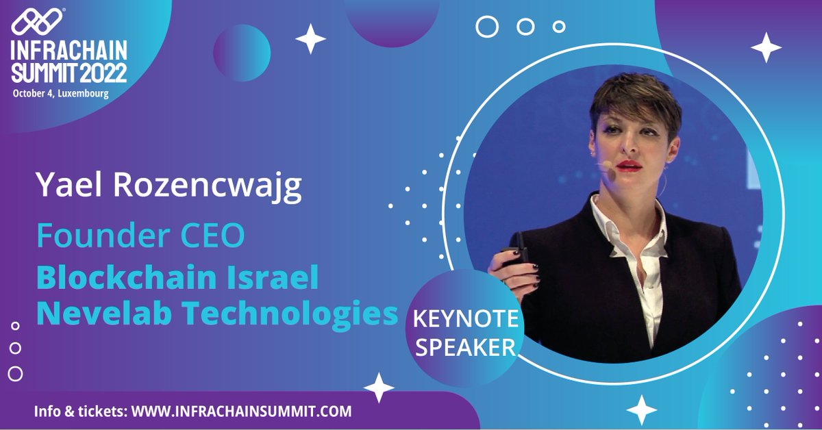 Infrachain (@infrachain) on Twitter photo 🎙️ We are delighted to welcome <a href="/YaelRozencwajg/">Yael Rozencwajg</a>, Founder of <a href="/Blockchainisra1/">Blockchainisrael</a> and Founder & CEO of <a href="/nevelabtech/">Nevelab Technologies</a> as our keynote speaker at the #InfrachainSummit 2022 on October 4 at <a href="/dCoque/">d'Coque</a>, #Luxembourg.
Book your early bird tickets now👉lnkd.in/eChM3rWq 🎙️ We are delighted to welcome <a href="/YaelRozencwajg/">Yael Rozencwajg</a>, Founder of <a href="/Blockchainisra1/">Blockchainisrael</a> and Founder & CEO of <a href="/nevelabtech/">Nevelab Technologies</a> as our keynote speaker at the #InfrachainSummit 2022 on October 4 at <a href="/dCoque/">d'Coque</a>, #Luxembourg.
Book your early bird tickets now👉lnkd.in/eChM3rWq