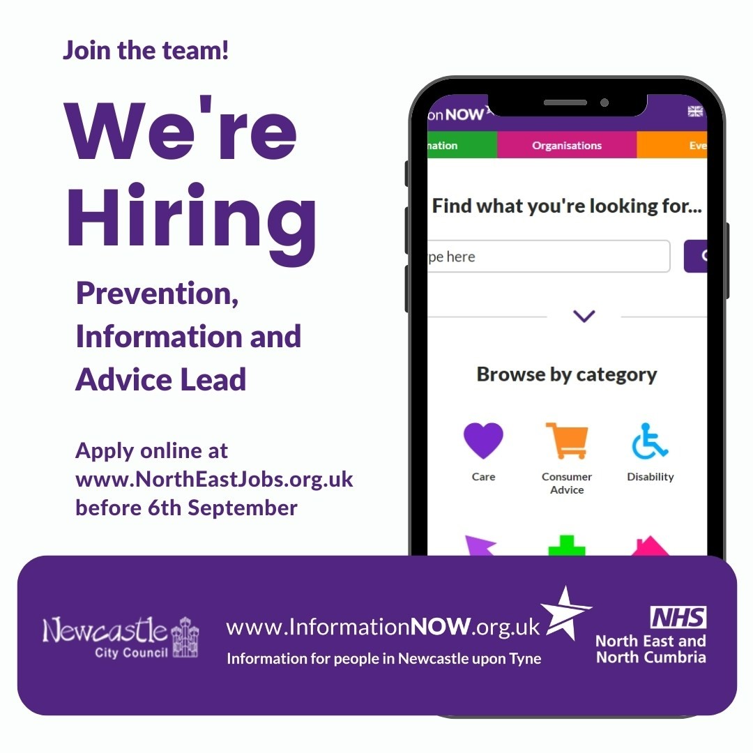 InformationNow1's tweet photo. Make a difference!

An exciting opportunity is available in our Prevention, Information, and Advice Team in the Adult Social Care and Integrated Service Directorate. 

Read more and apply online at https://t.co/Dw0eIBHTrk https://t.co/gfTKvtqRu4