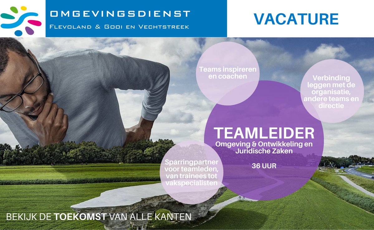 GEZOCHT: #teamleider Omgeving &amp; Ontwikkeling en Juridische Zaken. Een verantwoordelijke functie waarin je met uiteenlopende facetten van de organisatie te maken krijgt. Nieuwsgierig?➡️ ofgv.nl/werken-bij/vac… #werkenbij #team #omgevingsdienst