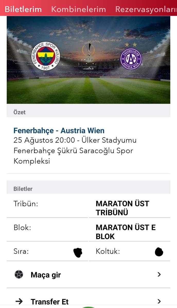 Bahisflix's tweet photo. Fenerbahçe-Austria Wien 1 Adet Maraton Üst E Blok mevcuttur. Gişe fiyatından. DM
#bilet #biletdevir #biletdevret #kombine #kombinedevir #kombinedevret #biletarıyorum #kombinem #passo #passolig #fenerbahçe #fenerinmacivar #fenerbahcebilet #kombinenidevret #fenerbahcebiletdevir https://t.co/GRNVQzicnq
