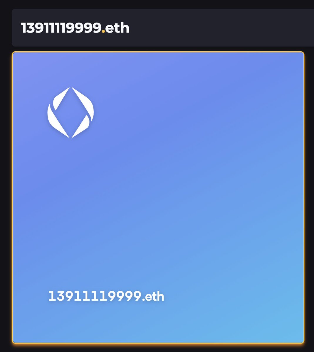 送一个🇨🇳中国手机号码的全球通靓号ENS
13911119999.eth

关注我&amp;转发即可
希望3年后这个号码可以给你带来10eth的收入
72小时内开奖