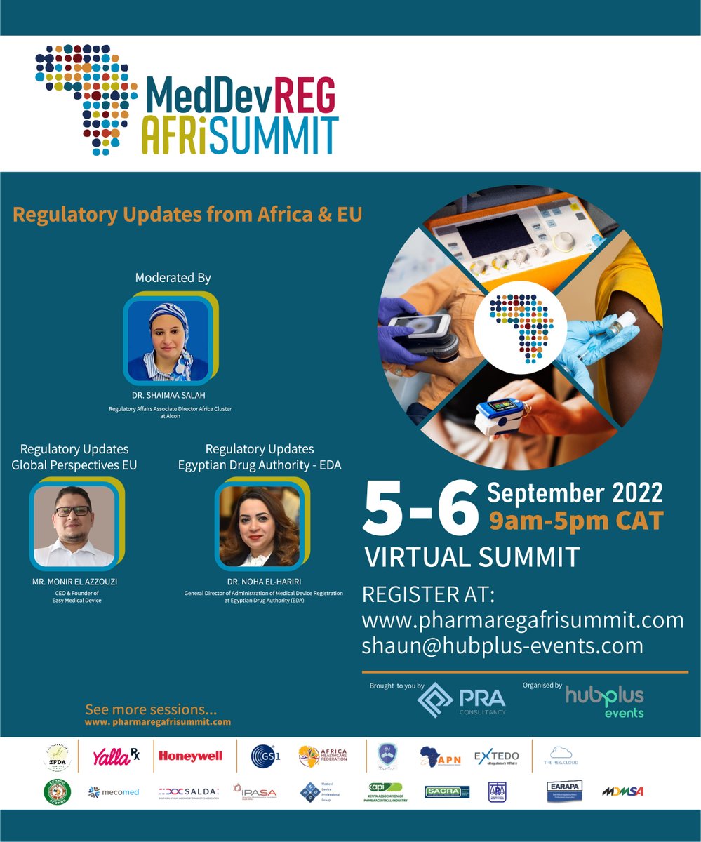AfriReg's tweet photo. Here's a session that you don't want to miss at #MedDevReg #AfriSummit: "#Regulatory Updates from #Africa & #EU".
Don't forget to sign up:
https://t.co/tIx2EoDV6Z
#medicaldevices #medicaldevice #medicaldevicemanufacturing #medicaldeviceregulation #medicaldeviceindustry https://t.co/CUc73iJePb