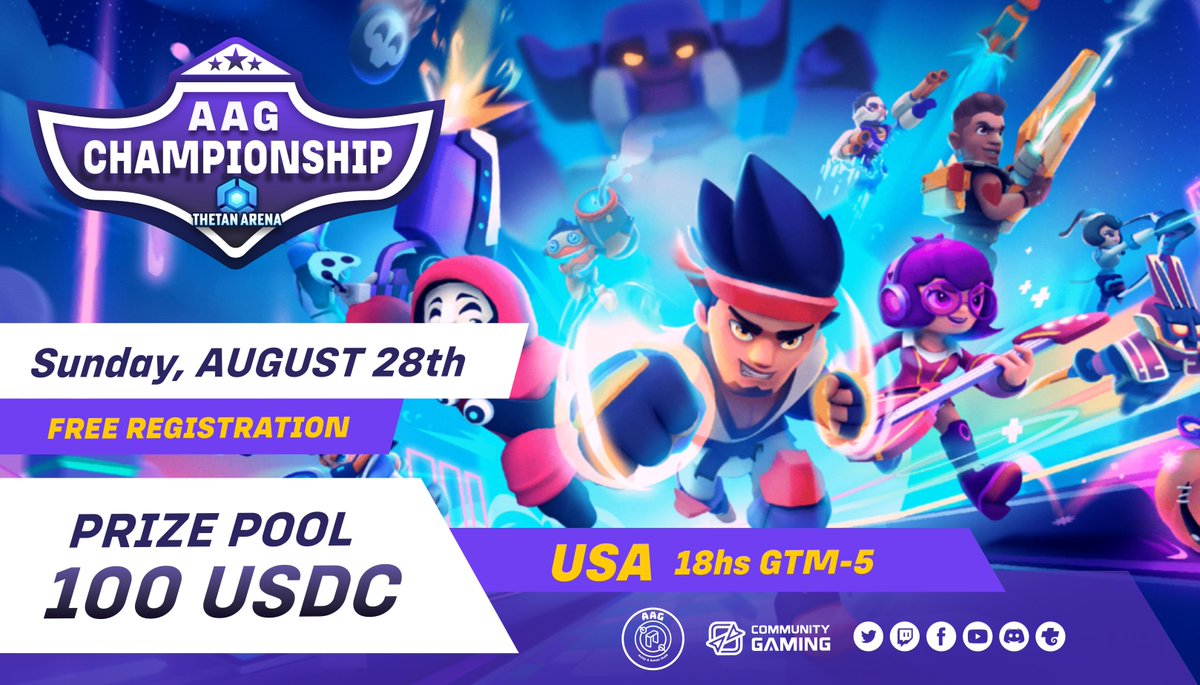 SaakuruGames's tweet photo. 🗣️Are you ready?

This Sunday 28th together with @CommunityGaming we will be holding a @ThetanArena tournament.

📍This one is going to be held on USA servers at 18hrs GMT -5.

🆓Be sure to register for FREE here: https://t.co/Gu4qtb2LM9🆓

#Play2Earn #Crypto #Metaverse #AAG https://t.co/gMzDqcGqDZ