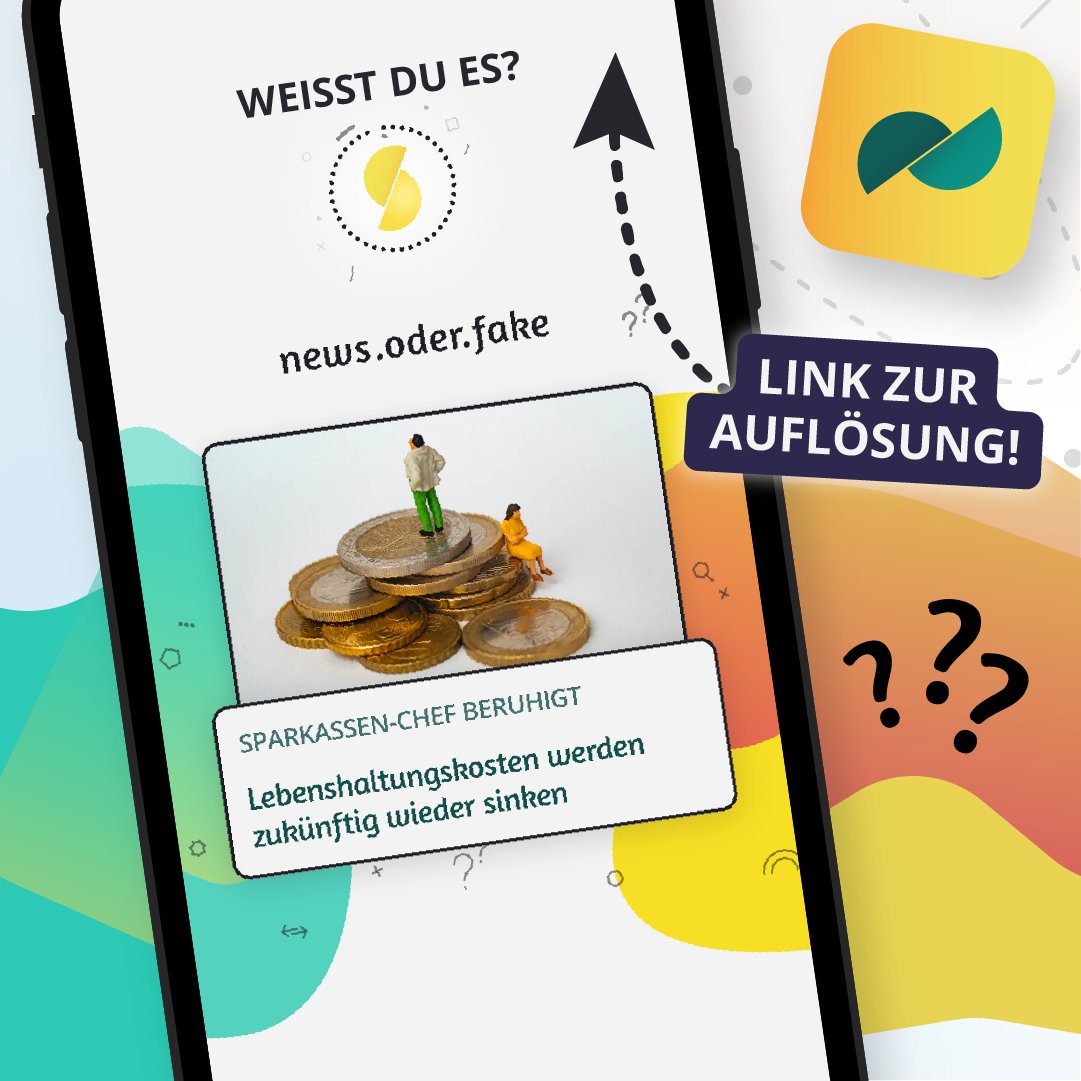 newsoderfake's tweet photo. https://t.co/3aPmG8KOzE
"SPARKASSEN-CHEF BERUHIGT: Lebenshaltungskosten werden zukünftig wieder sinken" 

news.oder.fake?! Die Antwort und mehr Kontext in unserer Headline des Tages. https://t.co/p17KnvBHga