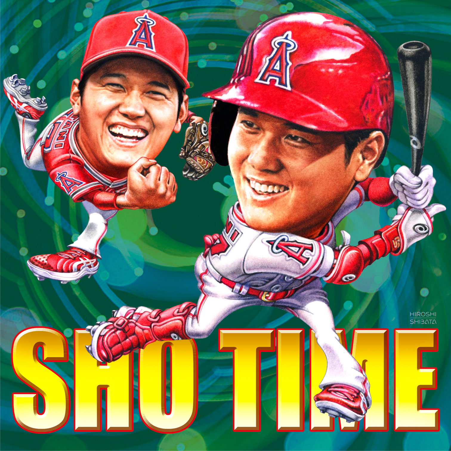 柴田博 в X: „#オオタニサン の #イラスト #二刀流 編の第二弾でっす  