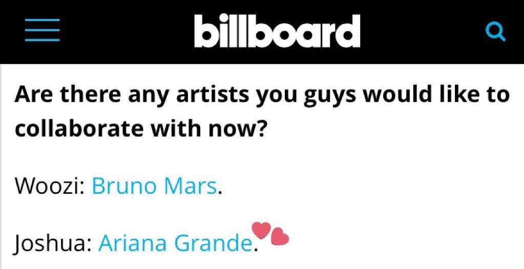 hjszones's tweet photo. the way joshua's been saying how he wants to work with ariana grande ever since .. collab news soon pls ?? https://t.co/IZqz05OvjY