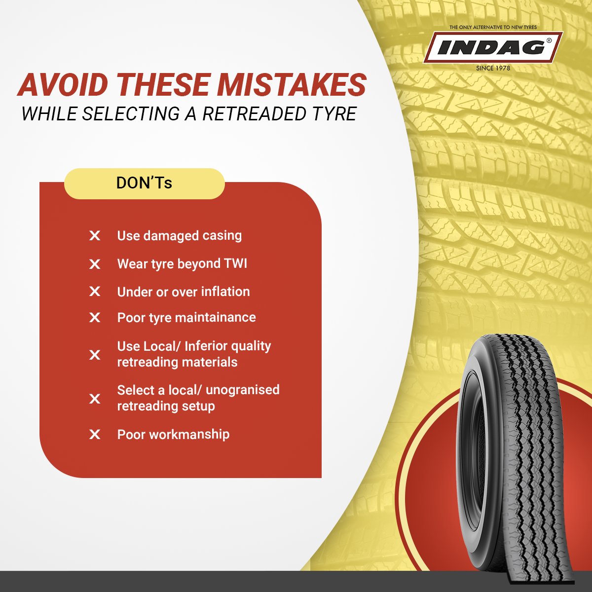 IndagRubber's tweet photo. INDAG always encourages its retread partners to follow INDAG’s 10-step retreading process rigorously. 

#IndagRubber #tyreretreading #freight #TyreRecycling #logistics #tyre #TruckTyres #truckdriver #transportation #tyrelife #mileage
#drivingcontrol #treads https://t.co/O6igI1haHR