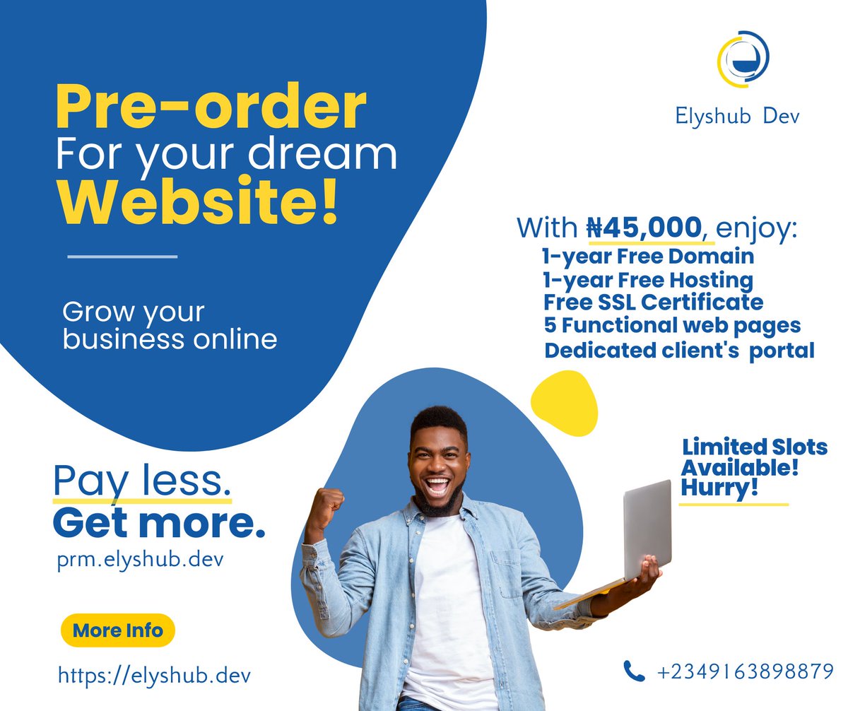 elyshubdev's tweet photo. Hurry now to https://t.co/BZSWshfse0 to know more about this offer!
Pre-order begins 22nd August to 1st September, 2022.
#elyshubdev #webdevelopers #developersinuyo #websitepromo #promo #facebookhacked #Daily https://t.co/VFlYknTwJA