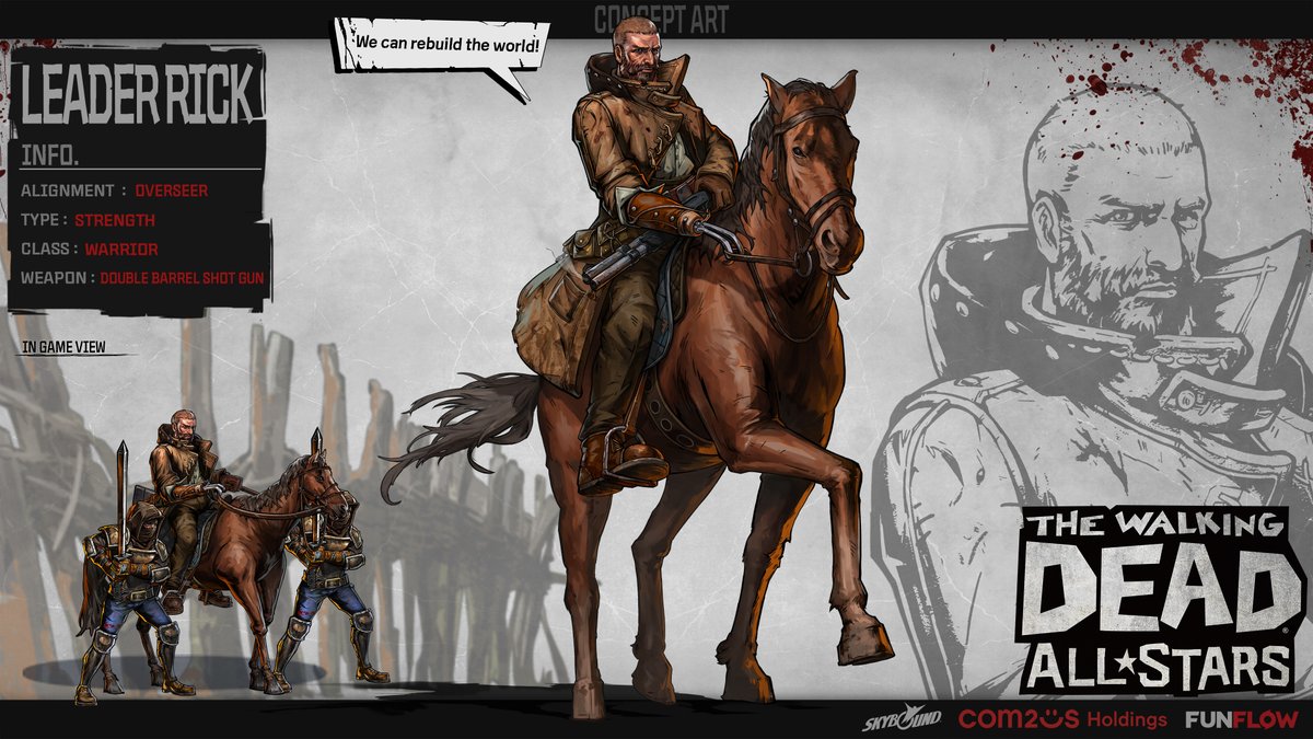 #Survivors!

Create a new world with Leader Rick, the Overseer Warrior!
He will lead you to a better future. 🌅

#TheWalkingDead #conceptart #TWD #idle #collection #RPG #twdgame #gamedev