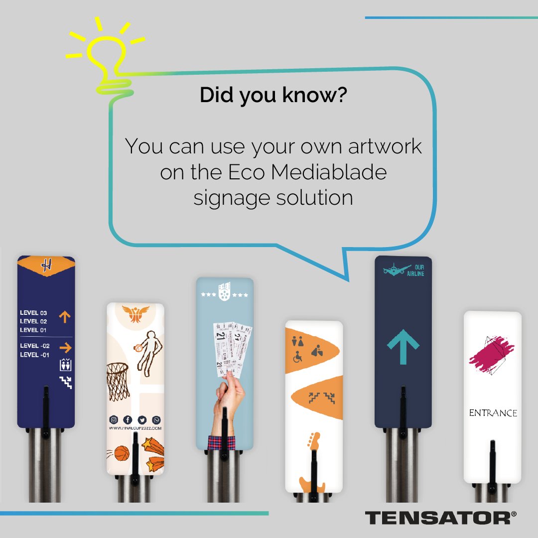 Tensator's tweet image. 🎨Do you have your own artwork for a promotion or a marketing campaign?

Print your designs straight onto a Tensamedia Eco Mediablade signage solution!

✔️Exciting
✔️Colourful
✔️Unique

Find out more here: hubs.ly/Q01kVC5g0

#tensator
#artwork
#signage
#tensamedia