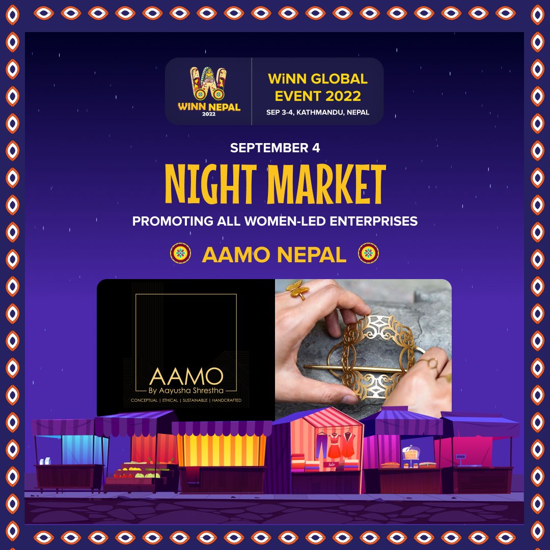 WinnNepal's tweet photo. AAMO by Aayusha Shrestha @aamo_nepal is Nepal's first conceptual accessories brand that prioritizes on understanding, documenting and preserving traditional skill sets of metal crafters. 

See you at the Night Market of Women in Nature Network : Global Networking Event 2022! https://t.co/ZnyeBH84Yi