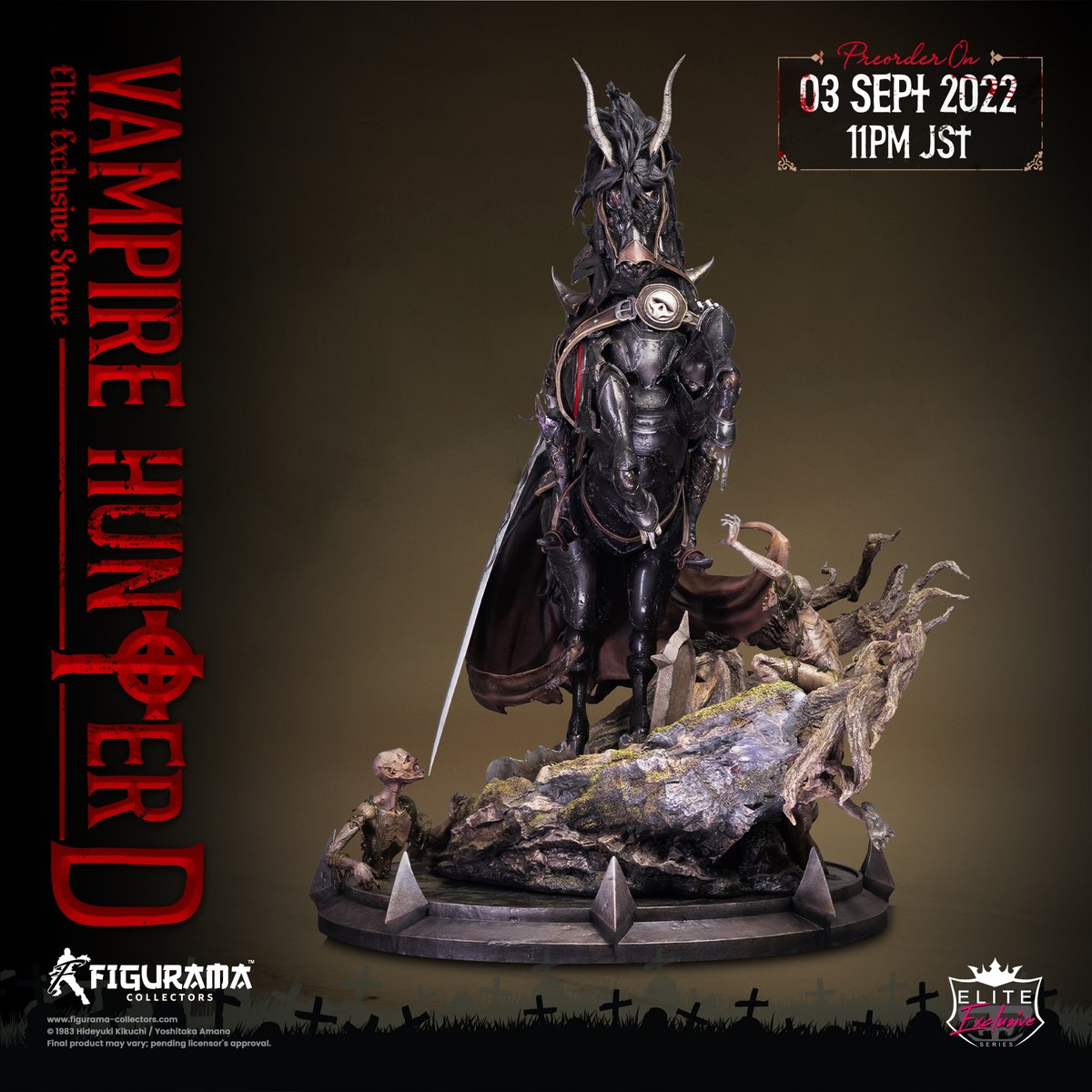 Figurama1's tweet photo. 🦇 FULL REVEAL! - VAMPIRE HUNTER D ELITE EXCLUSIVE STATUE🦇

Preorders open on SEPTEMBER 3RD AT 11:00PM JST!
Join the wish list: https://t.co/i2j3XXQG8z

#FiguramaCollectors #amano #yoshitakaamano
 #vampire #vampirehunterD #anime #manga #collectibles #vampirehunterdbloodlust https://t.co/wmwYdRTB6q