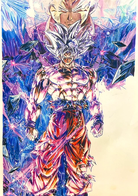 今日はここまで進みました#ドラゴンボール超#レジェンズ#悟空身勝手の極意極#色鉛筆#模写 