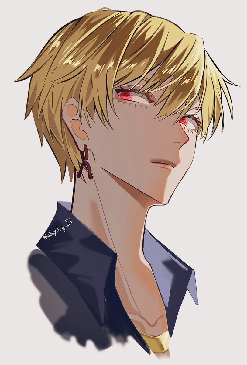 gilgamesh (fate) 1boy blonde hair male focus jewelry red eyes solo earrings  illustration images