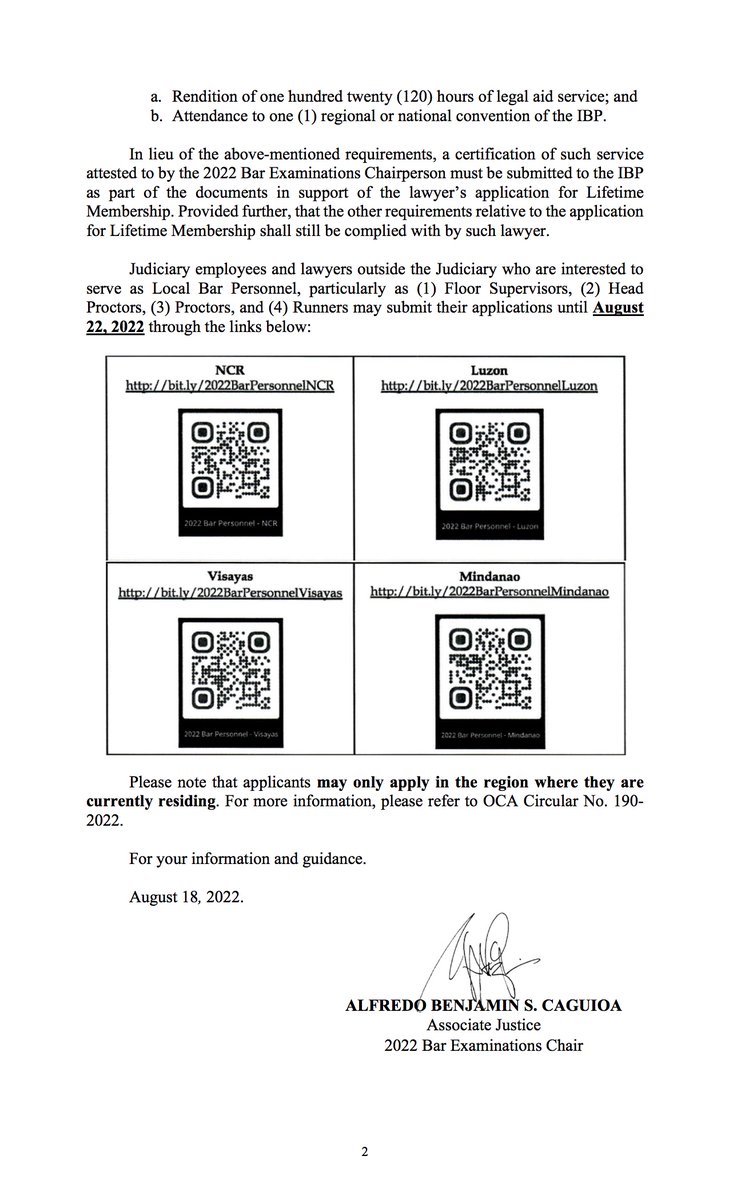 SCPh_PIO's tweet photo. READ: BAR BULLETIN NO. 5, S. 2022
MCLE EXEMPTION FOR BAR EXAMINERS AND BAR PERSONNEL, IBP INCENTIVE FOR BAR PERSONNEL, AND THE DEADLINE FOR SUBMISSION OF BAR PERSONNEL APPLICATIONS
https://t.co/reznyiH2M4 #Bar2022 #GetThatBar2022 https://t.co/MY1OIcZHP7