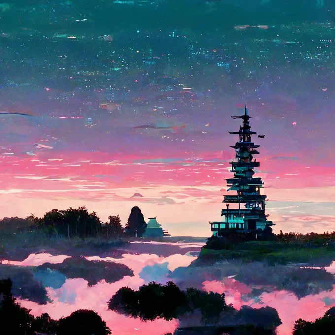 上にVaporwaveや新海誠などを加えて再出力してみた結果 