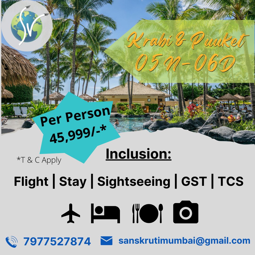 vacationbeyond's tweet photo. Life is better when you travel!✈️🏝🏖
Krabi # Phuket # #thailandtravel #phuketthailand #krabithailand #sanskrutivacations #travelwithsanskrutivacations
Contact us for rates and bookings 📞 +917977527874 https://t.co/faxVZVrFZ8