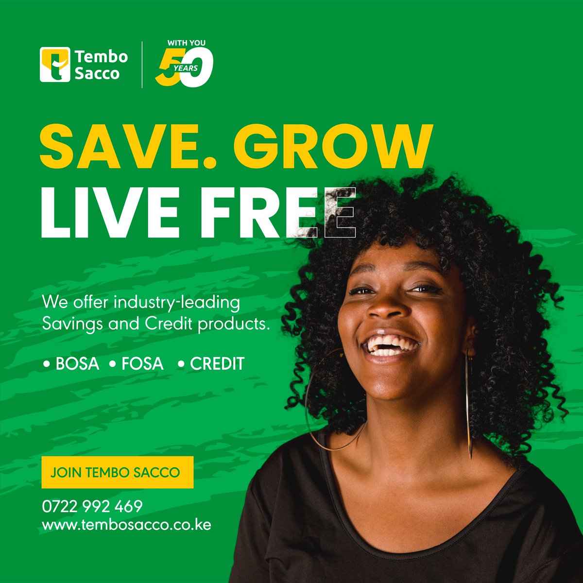 Tembosaccoltd's tweet photo. JOIN TEMBO SACCO. SAVE AND GROW.

CALL US TODAY: 0722 992469
https://t.co/CmilW5uXum
#TemboSacco #WithYou50Years #BeAMember https://t.co/WK2UKNuMsz