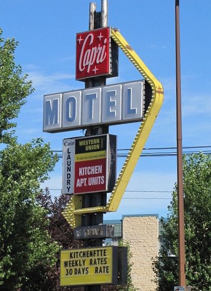 With the recent demolition of Pancake House and now Capri Motel, it’s a bit disappointing to lose two 1960’s era signs on Winnipeg’s Pembina Highway. Rare bits of design interest along a generally featureless commercial road.