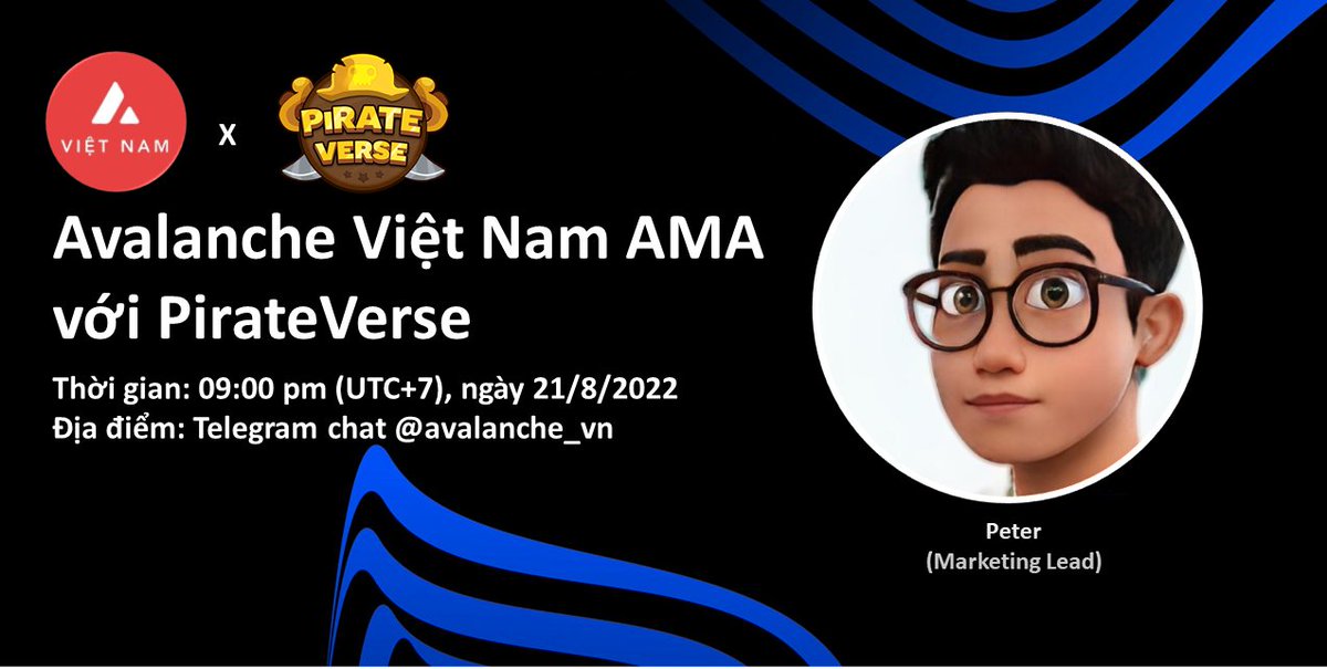 Team1VN's tweet photo. 🔥 AMA: #Avalanche Việt Nam x @PirateMetaVerse 🔥 

⏰ Thời gian: Chủ nhật, ngày 21/8/2022 lúc 9:00 pm (UTC+7)
🌎 Địa điểm: https://t.co/V76I9KDGkr 
 
Điều kiện tham gia AMA xem tại: https://t.co/s4rtzYEHao

Đặt câu hỏi Tiếng Việt của bạn ở đây (max 3 câu hỏi)⬇️ https://t.co/ynHDqfrGrS