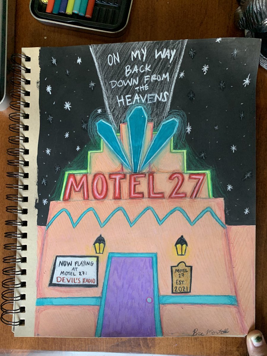Monte6714's tweet photo. I’ve never posted my @TheVelveteers art here, so here’s 4/6 of them! “Choking,” “Devil’s Radio,” “Motel 27,” and “Nightmare Daydream.” 💀🦋🐍 #thevelveteers #nightmaredaydream https://t.co/e0RGMsrPwN