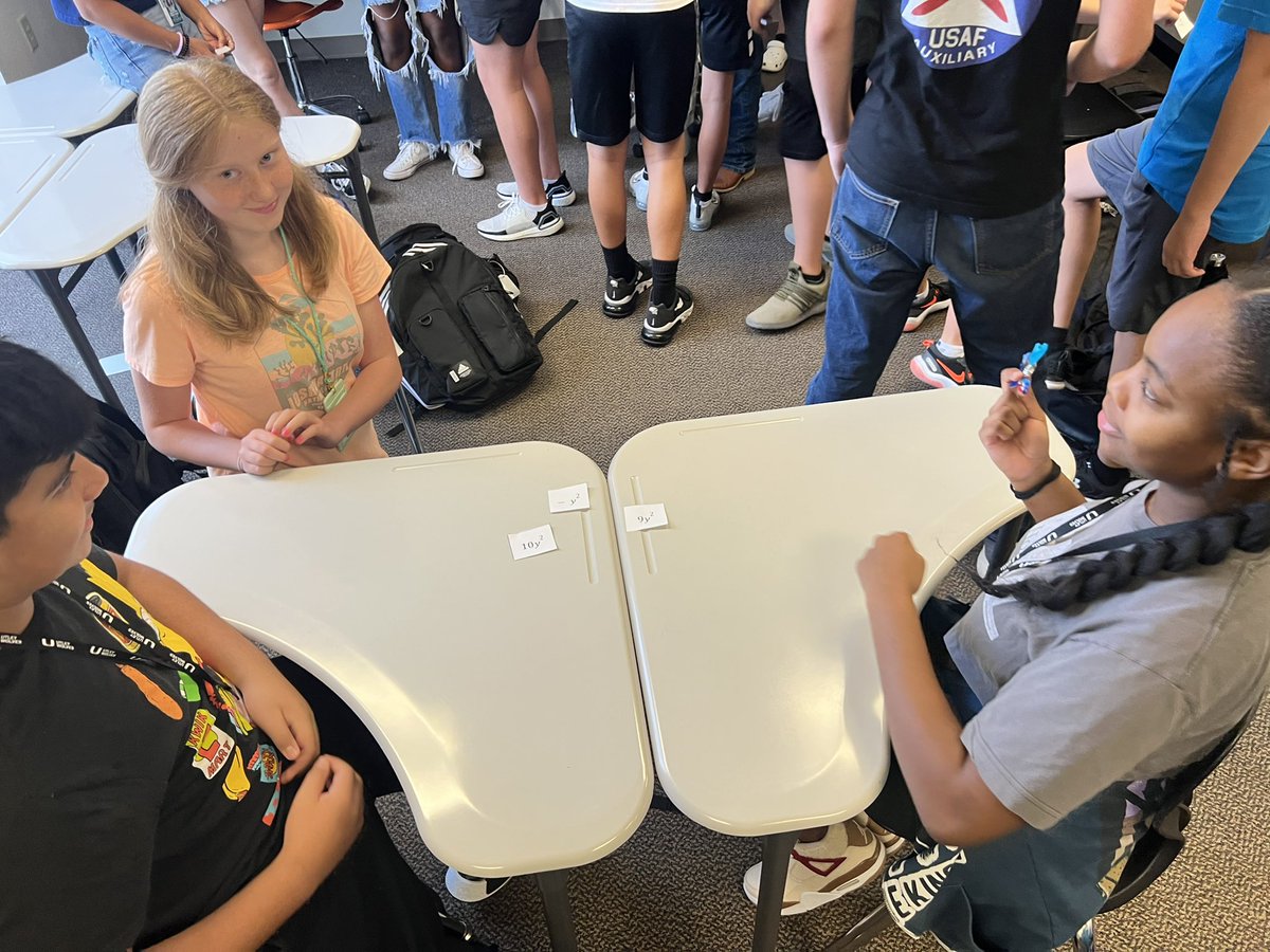 HuckMath's tweet image. Utley Algebra students are comparing and contrasting algebraic terms as they play Find My Family — I always love hearing hearing their conversations during this activity! #studentdiscourse #utleylearns