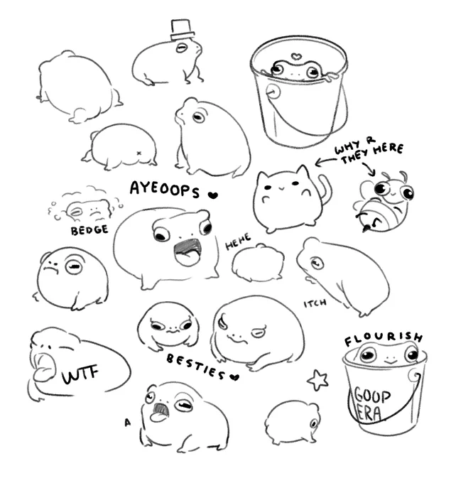 BEHOLD. learning to draw frogs for stickers 