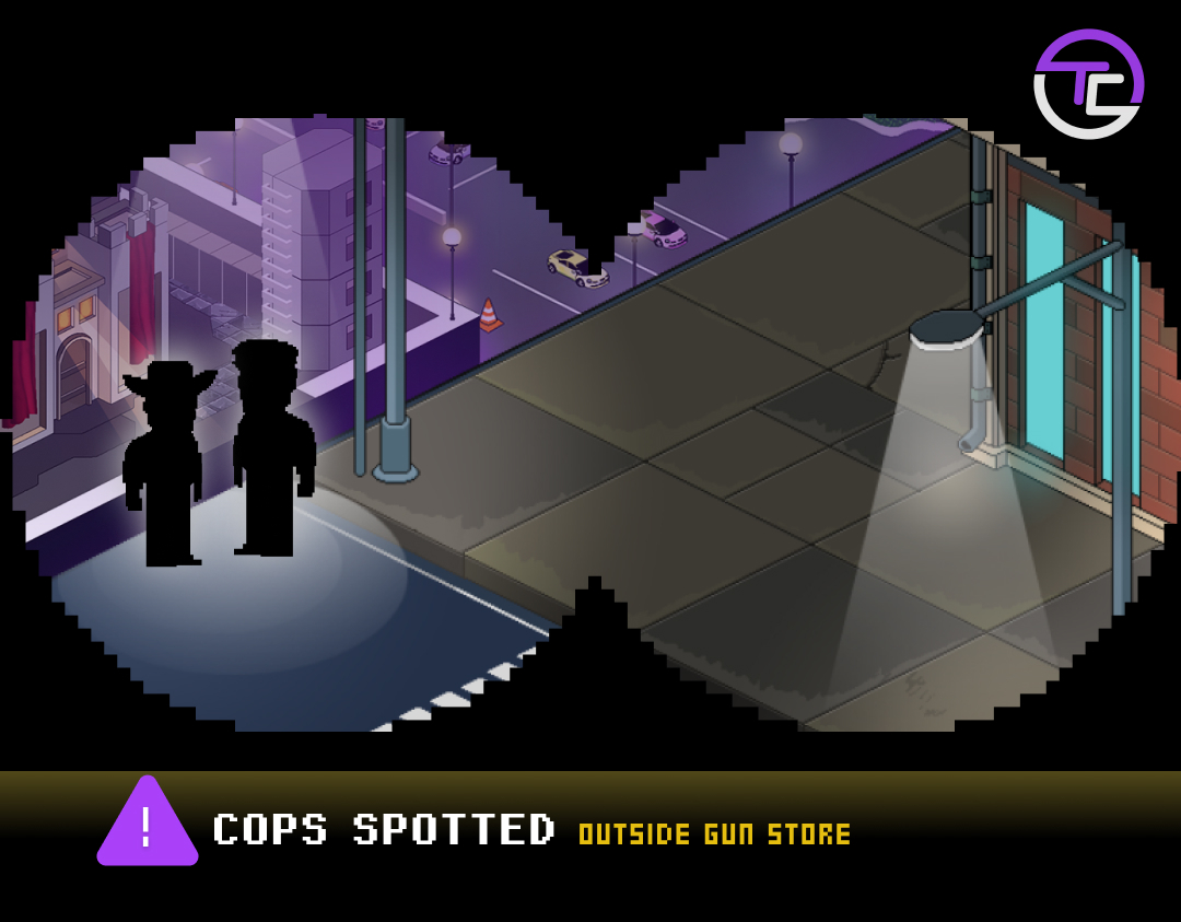 Oh snap! Cops spotted outside the gun store. What's your next move?