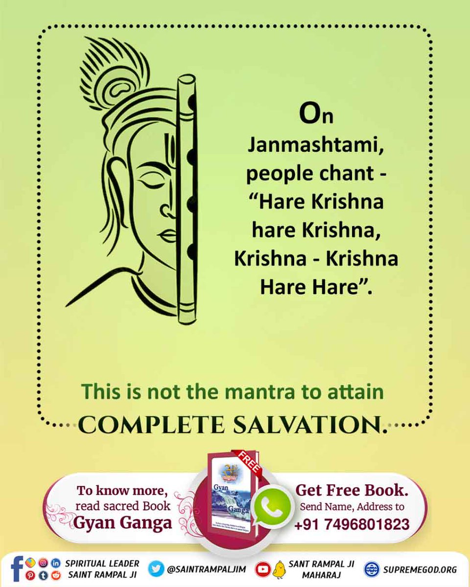 Diksha_riya's tweet photo. On Janmashtami, people chant - "Hare Krishna hare Krishna, Krishna - Krishna Hare Hare".

This is not the mantra to attain COMPLETE SALVATION.
#TrueKnowledgeAboutKrishnaJi https://t.co/tYCHzbrXfh