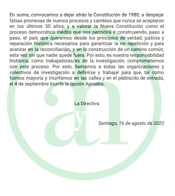 InvesAyH's tweet image. 📣 ❇️ La Asociación de Investigadoras/es en Artes, Humanidades y Ciencias Sociales convoca a las organizaciones de investigación a tomar postura por el #Apruebo