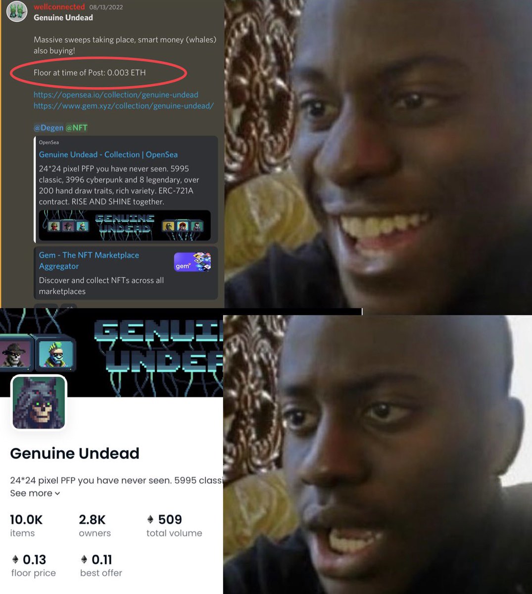 wellconnctd's tweet photo. Did you fade wellconnctd calls for @GenuineUndead at 0.003 ETH?? 😬 https://t.co/L7bUuUpaC3
