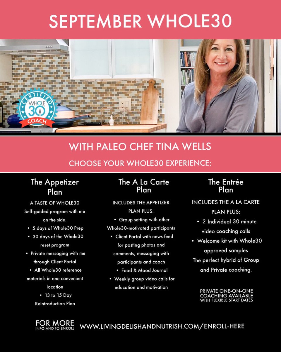 delishnutrish's tweet photo. Enroll now for Sept @whole30 and choose your level of accountability from my menu #septemberwhole30 #Whole30Recipes  #Whole30Results  #Whole30Compatible #Chef #ChefHacks  #CertifiedWhole30Coach #nbchwc https://t.co/28kMckuefw