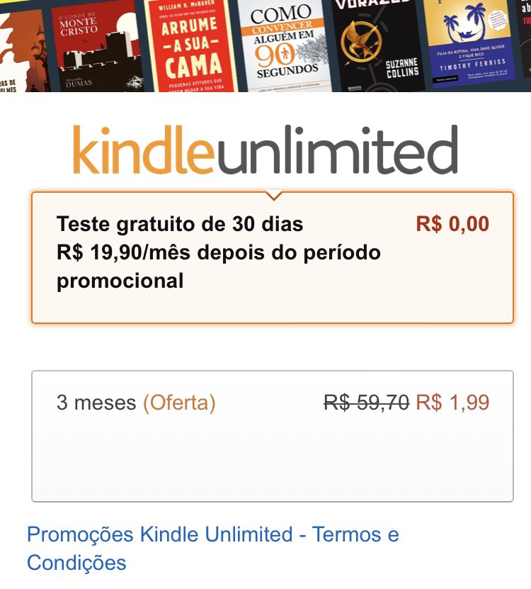 LecoFaria's tweet photo. Aquela promoção imperdível, gente: 3 meses de assinatura de Kindle Unlimited por R$ 1,99.

Corre e assina!

https://t.co/1FUTFfSVSS https://t.co/znIrO8Xo7p