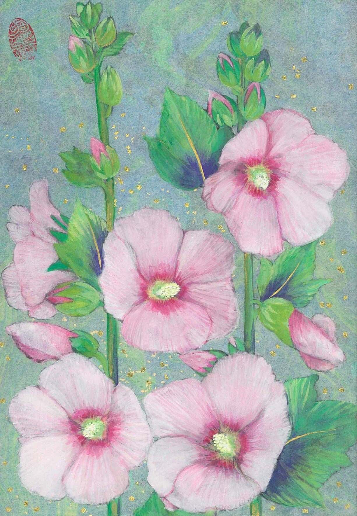Akiyo Ogasawara Nft 8月18日誕生花 癒しの絵 立葵 立葵は薬草として中国から持ち込まれたのがはじまりで 立葵を日干し乾燥させたものが蜀葵 しょっき という生薬の一種だそうです 作品詳細 T Co Uumbatldzs オンラインショップ