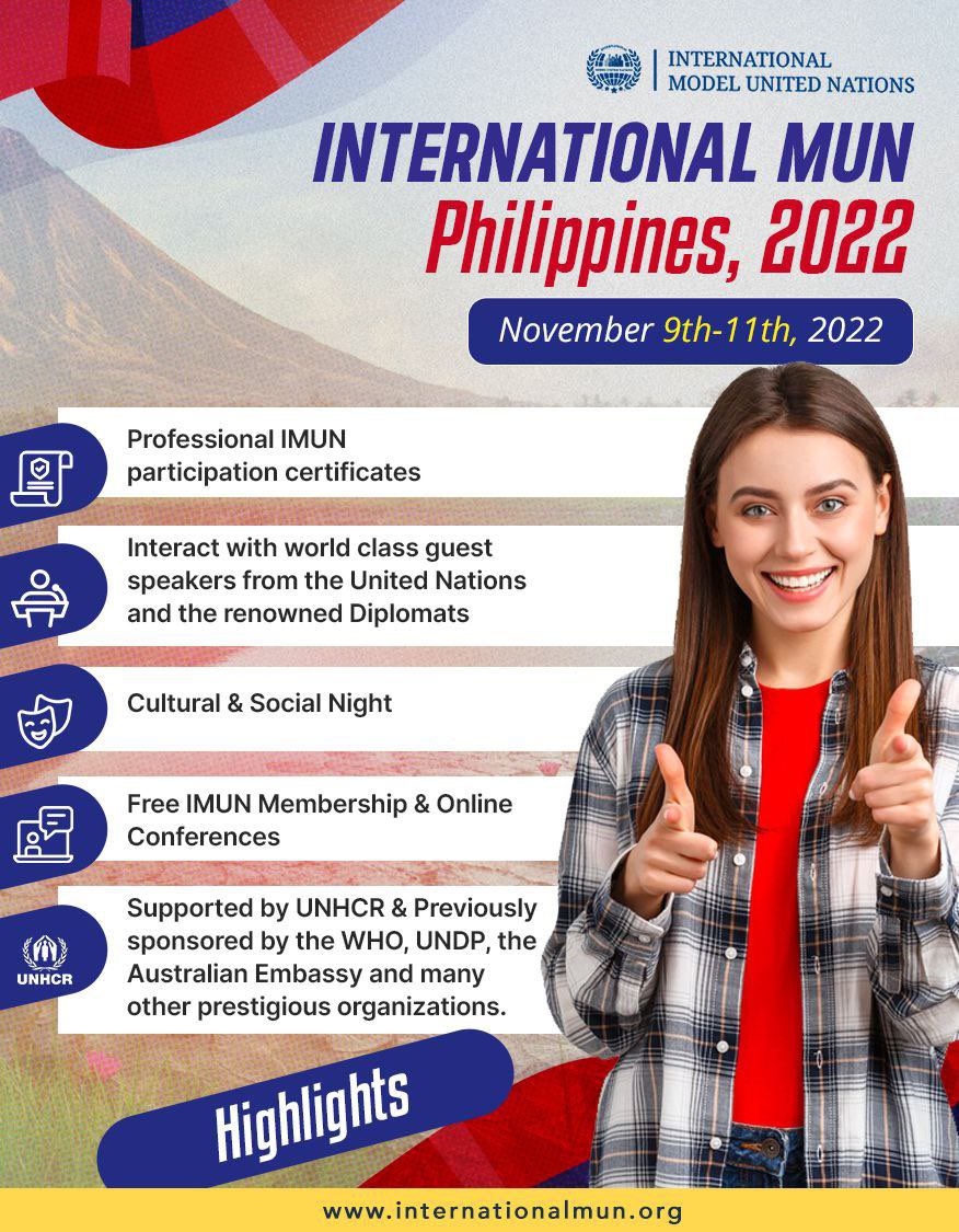 itstrangthu's tweet photo. Wait's over! IMUN is finally coming to the Philippines 󰐢 
. 
We got thousands of requests to hold IMUN in the great city of 
Manila and guess what! We listened 🙌 
. 
Are you as excited as us? Tag your friends in comments to join 
IMUN Philippines 2022 &amp; we will reply 🤩👇 https://t.co/tP7r3n0HPw