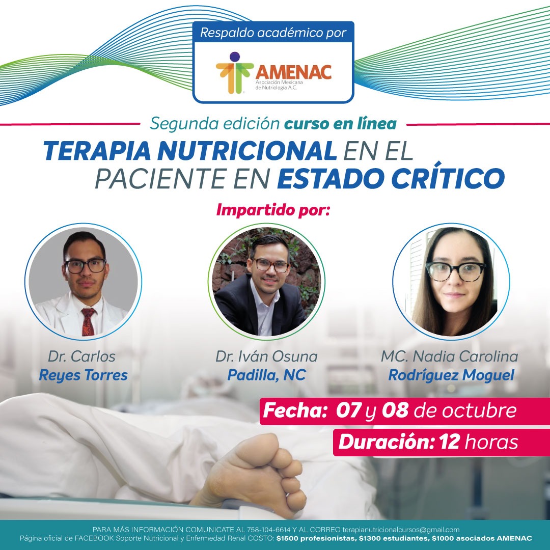grimaldonut's tweet photo. Por segunda ocasión nos complace traer para ustedes el CURSO EN LÍNEA: TERAPIA NUTRICIONAL EN EL PACIENTE EN ESTADO CRÍTICO.

Curso teórico que pretende brindar las herramientas necesarias para implementar el proceso de cuidado nutricional en el paciente en estado crítico. https://t.co/dpcYS7Gc6S