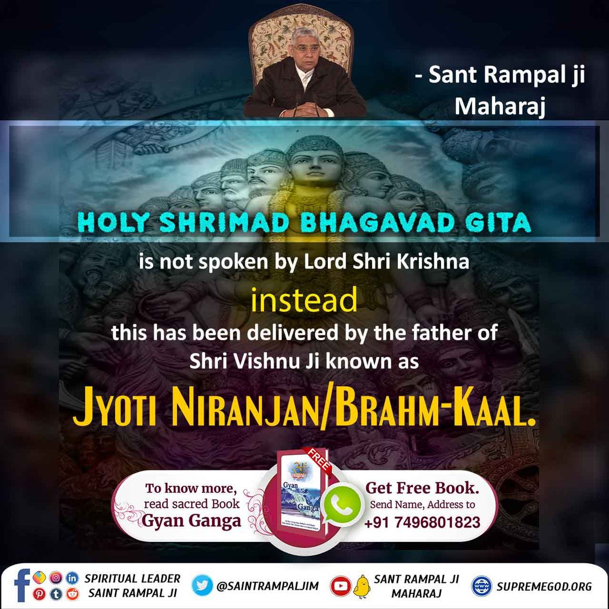 #TrueKnowledgeAboutKrishnaJi
In the Holy Srimad Bhagavad Gita
Chapter 8 Verse 13,
the Knowledge-giver of Gita says that
"Om"
is the only syllable for his worship.
This proves that apart from this, whatever mantra the devotee society is chanting is completely arbitrary and useless